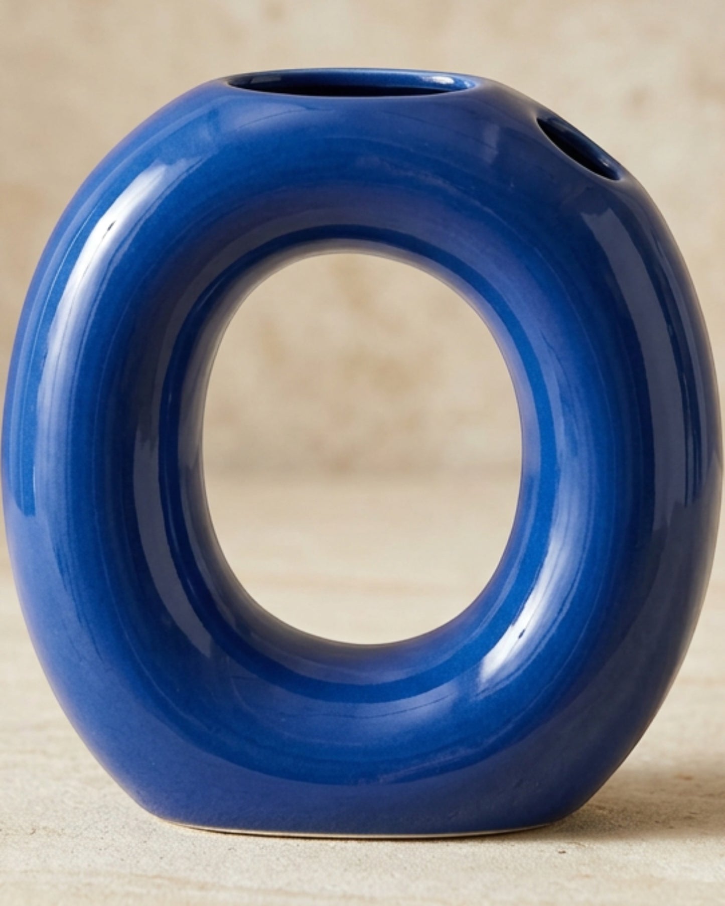 Lhome Asymmetric Loop Ceramic Vase 24 cm Cobalt - Lifestyle view