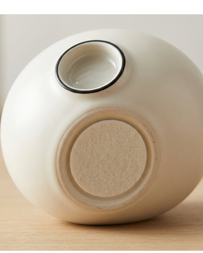 Lhome Porcelain Bud Vases Ivory Charcoal Rim Set of 3 - Detail view
