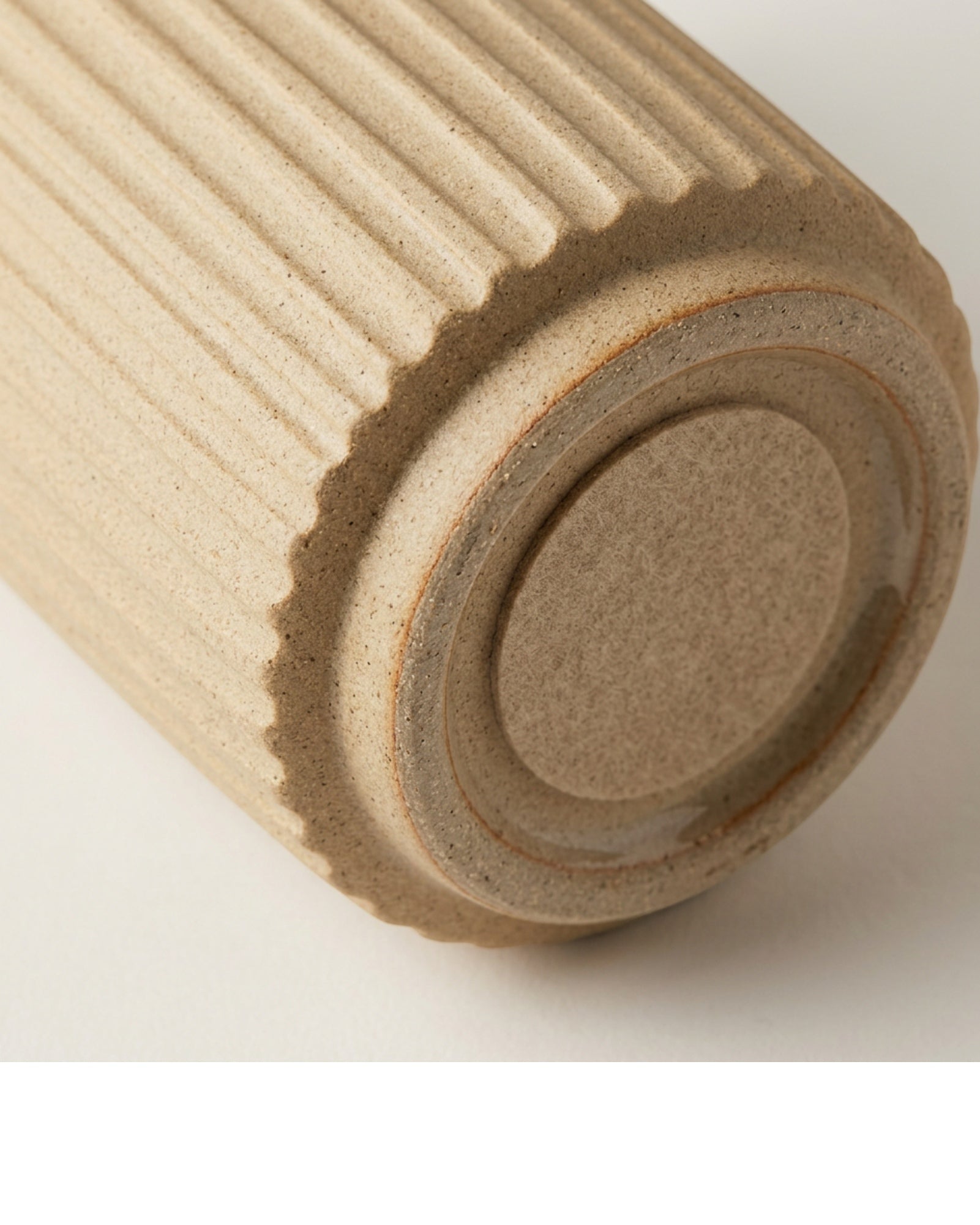 Lhome Ribbed Stoneware Cylinder Vase 28 cm Sand - Detail view