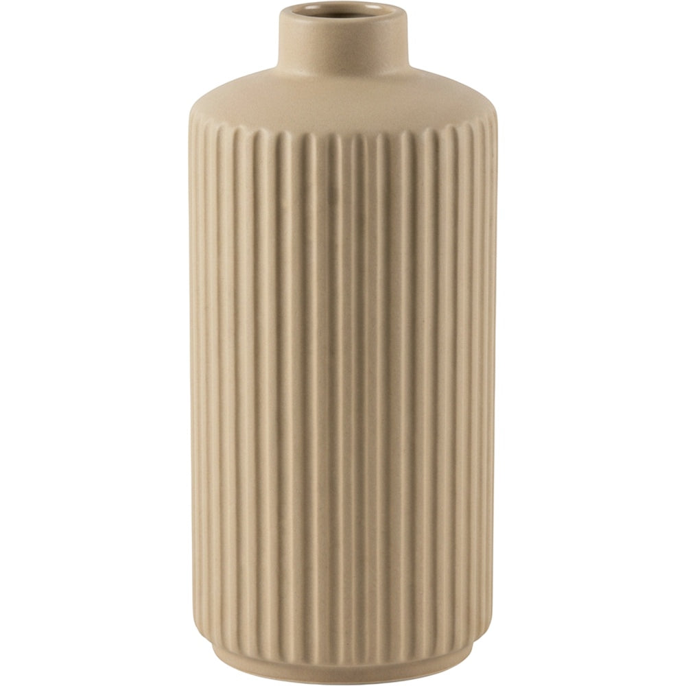 Lhome Ribbed Stoneware Cylinder Vase 28 cm Sand - Product view