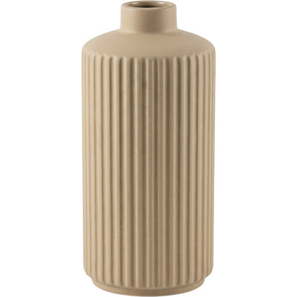 Lhome Ribbed Stoneware Cylinder Vase 28 cm Sand - Product view