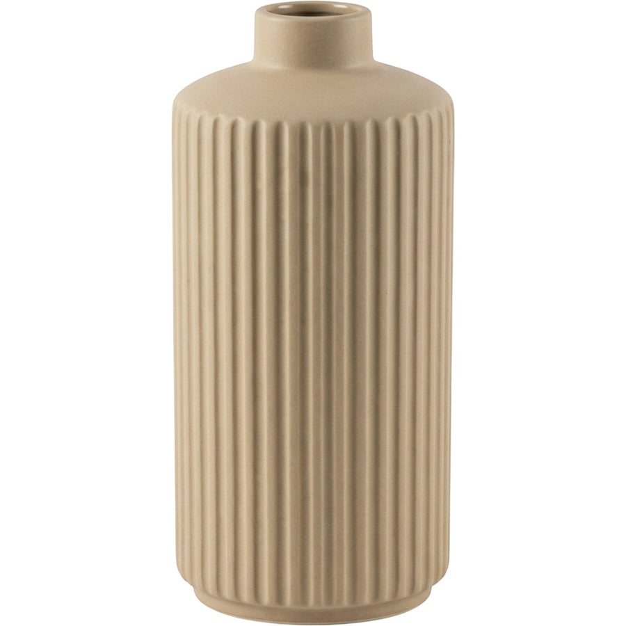 Lhome Ribbed Stoneware Cylinder Vase 28 cm Sand